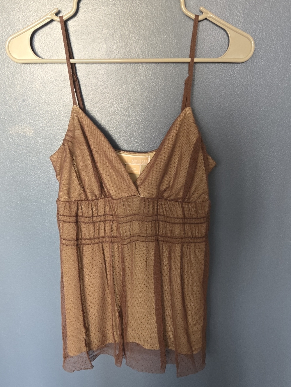 Michael Kors Brown Sheer Polka Dot Camisole
